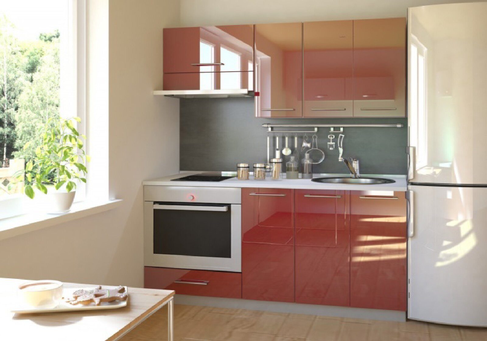 Дизайн Фото Прямых Кухонь С Холодильником